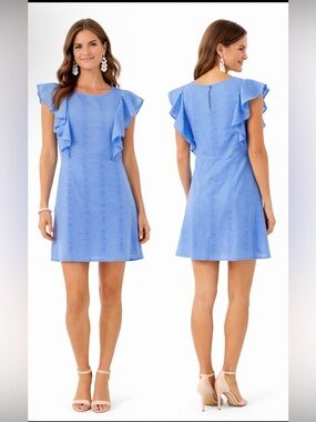 Cabana Life Eyelet Flutter Sleeve Dress